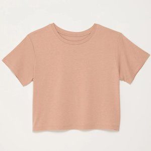 Girlfriend Collective Cupro Crop Tee in Oyster